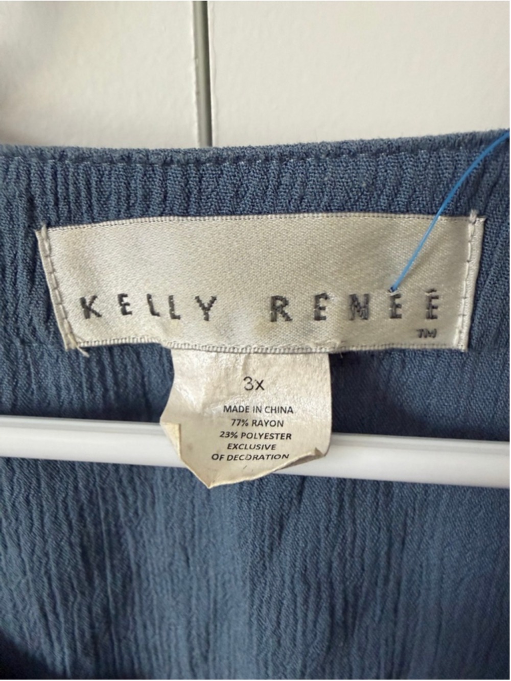KELLY RENEE Blue Embroidered Tank Top 3X - Picture 3 of 6